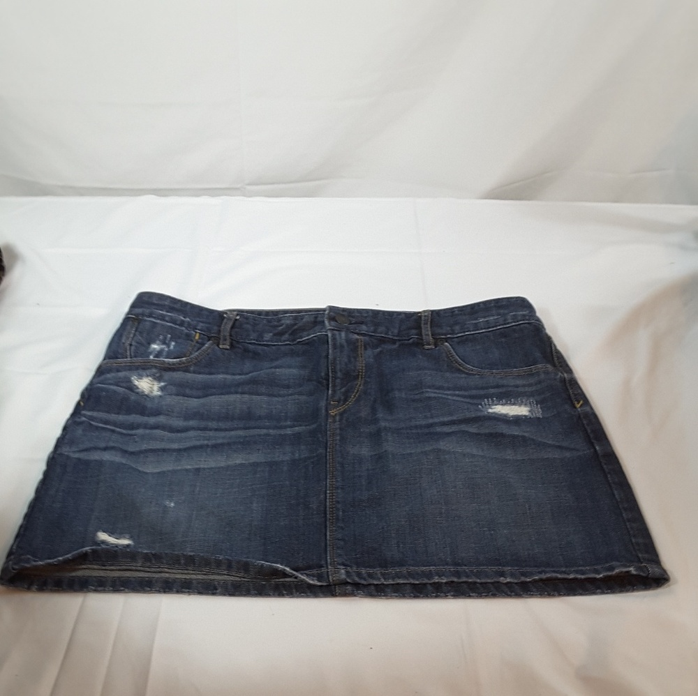 Loft Distressed Jean mini skirt Size 12